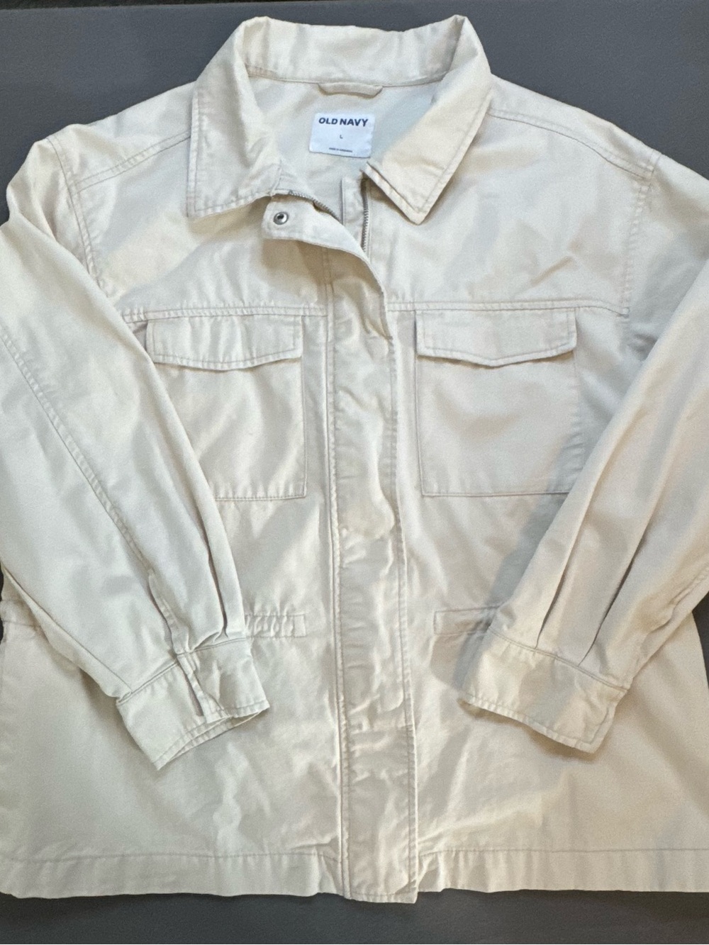 Old Navy Women's Cotton Utility Jacket | Cream / Ivory | Long Sleeve | Size Lge